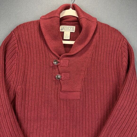 Duluth Trading Co Sweater Men M High Neck Infantry Fisherman Wool Blend Pullover - Picture 1 of 12